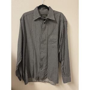 Ermenegildo Zegna Men's Size Large Button up Shirt Houndstooth Made In Italy